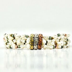 Silpada Retired B2188 Multi Strand Freshwater Pearls, Sterling Silver Bracelet